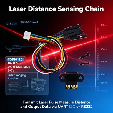 TOF10120 ToF Ranging Sensor, 10-180cm 940nm, UART I2C RS232 Output 3-5V with Cable for Arduino/STM32