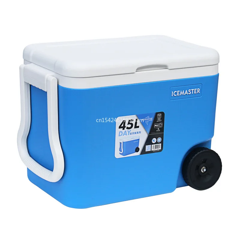 Уличная изоляционная тележка с колесами, морозильная камера для хранения свежести, портативный холодильник большой емкости для еды, холодного хранения, кемпинга