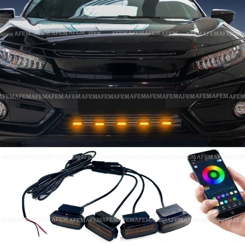 LED Front Grille Light For Honda Civic Hatchback 2020-2021 Car Daytime Running Light Wheel Eyebrow Lamp 12V