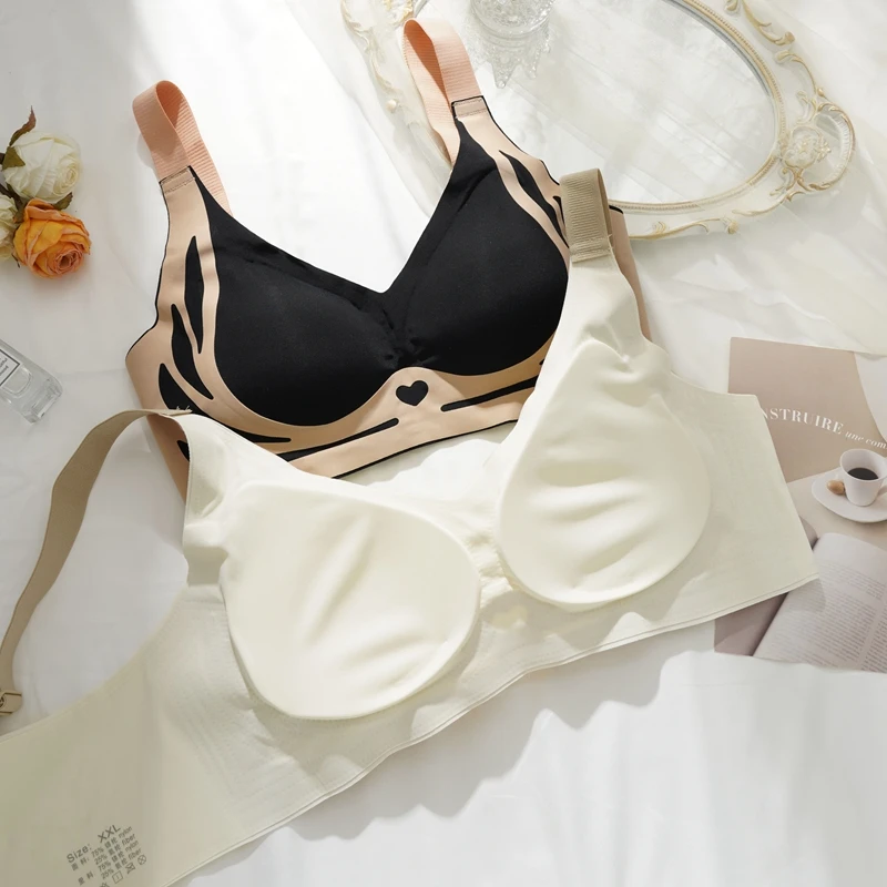 Large Size Contrast Color No Steel Ring Maternity Nursing Bra Pregnant Seamless Breast Support Comfortable Skin-Friendly Bra