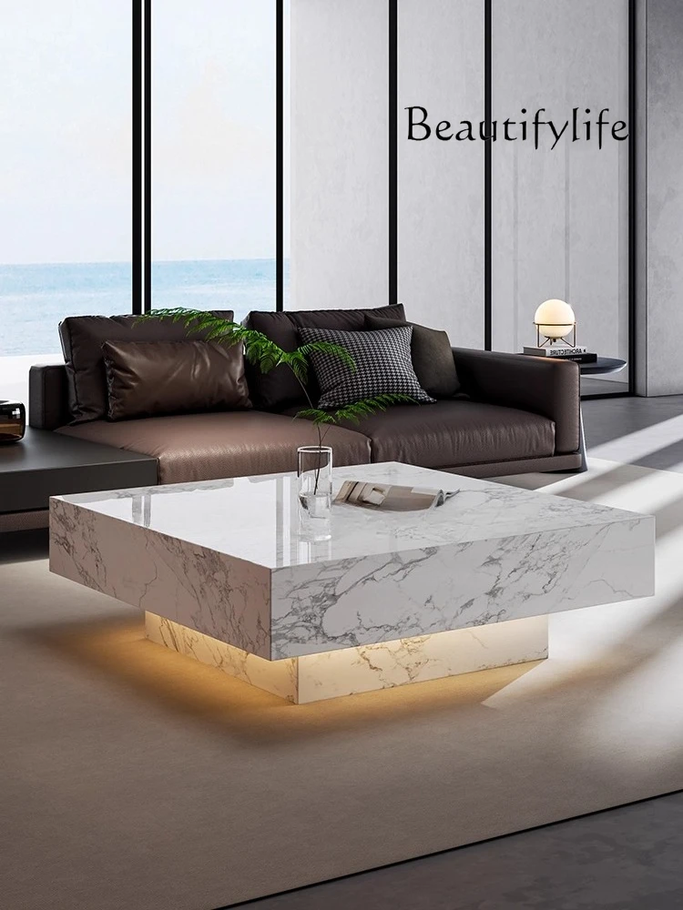 

hogar Italian minimalist small apartment square coffee table high-end living room suspension new creative square coffee table