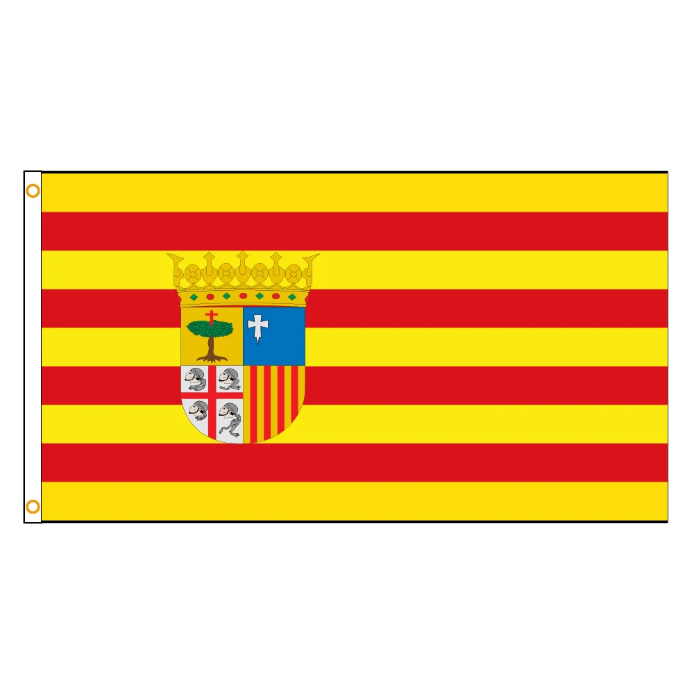 FLAGDOM  3X5Fts  90X150cm Spain Spanish Flag of Aragon