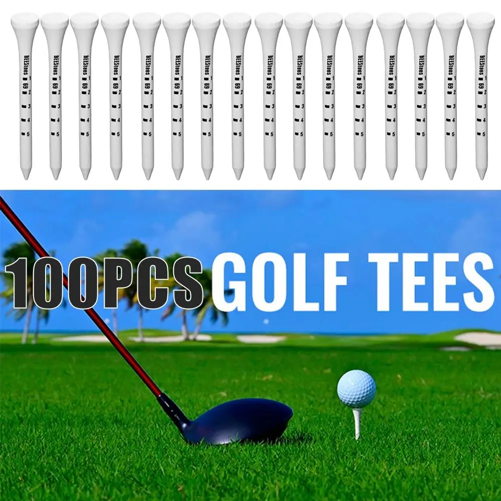 100pcs Golf Training Aids 69/83mm Golf Wood Tees Wooden Digital Scale Golf Holder White Striped Golf Tee Golf Accesories