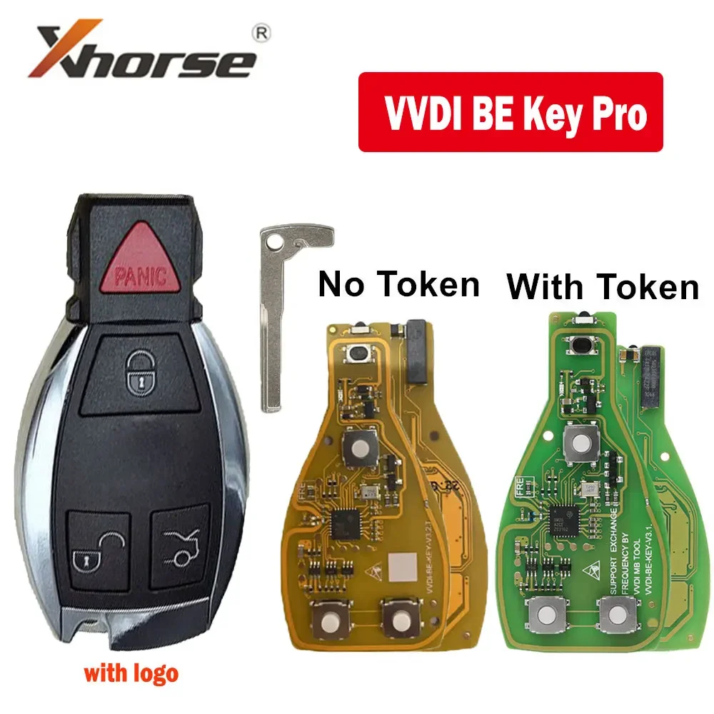 Xhorse VVDI Remote Car Key 3/4 Button BE Key Pro for Mercedes Benz V3.2 PCB Remote Key Chip Improved Version Smart 315MHz/433MHz