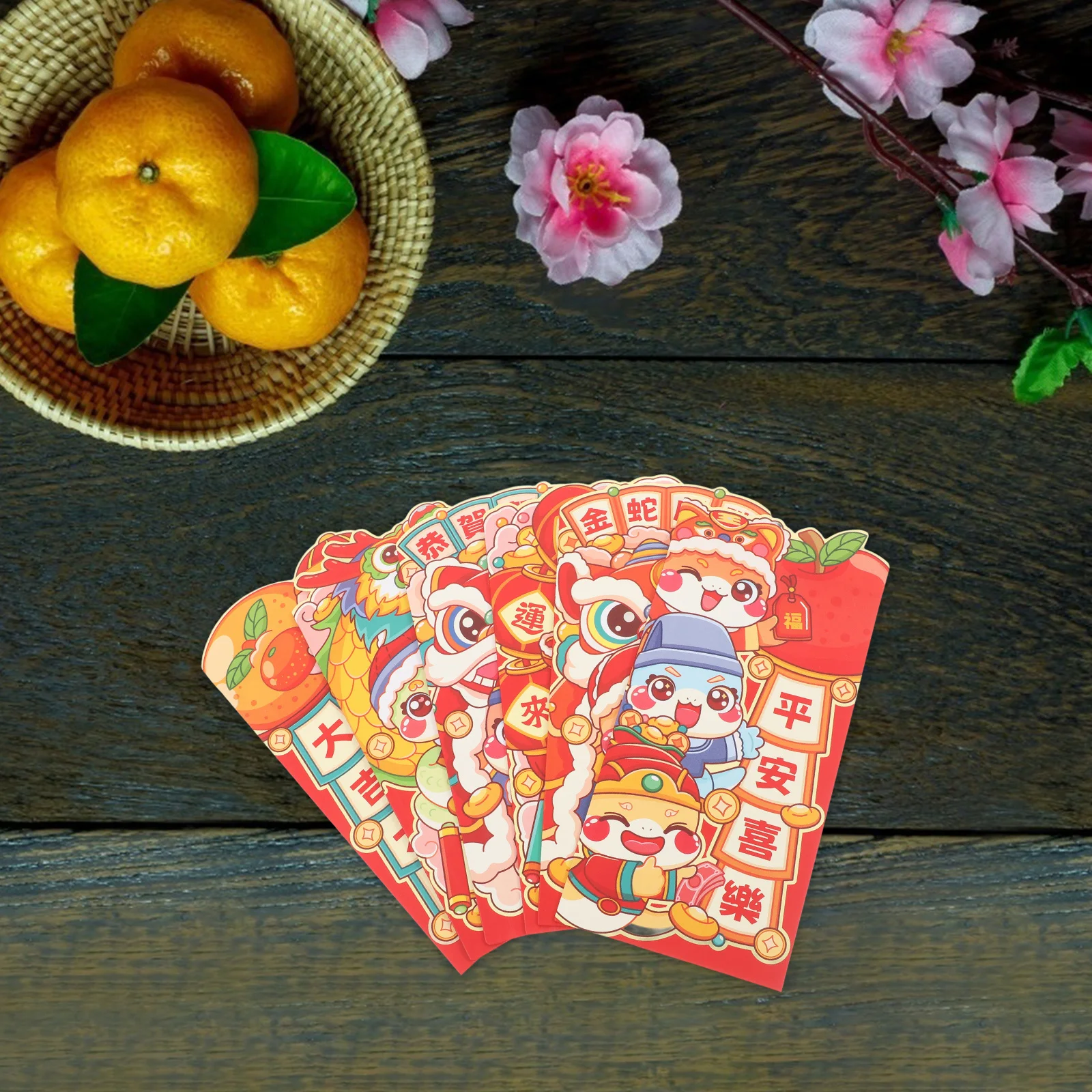 

12Pcs Chinese Red Envelopes Cartoon Hongbao Lucky Money Holder for Lunar New Year Spring Festival Birthday Wedding Celebration