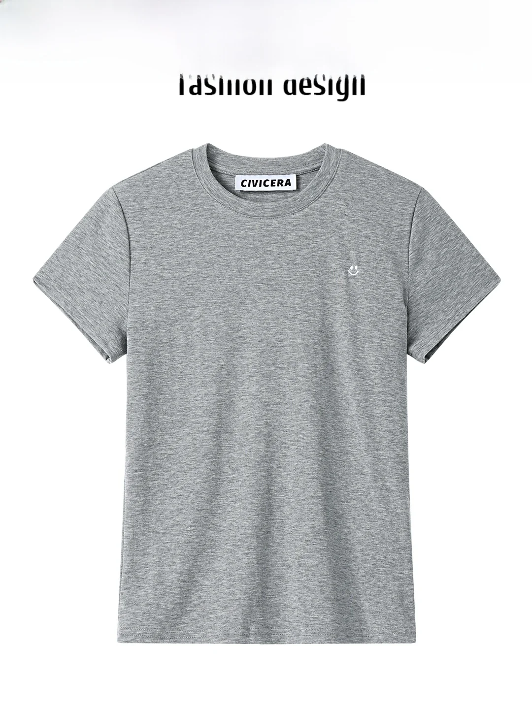 

CIVICERA корейская футболка Sle ey ort Sve женская летняя повседневная базовая футболка с вышивкой прямого кроя из смеси хлопка