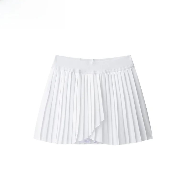 

ZBZR Spring New Faion Pure Color A-Line Skirt Pleated Asymmetrical Hemline Versatile High Waist Stand Fit Polyester...