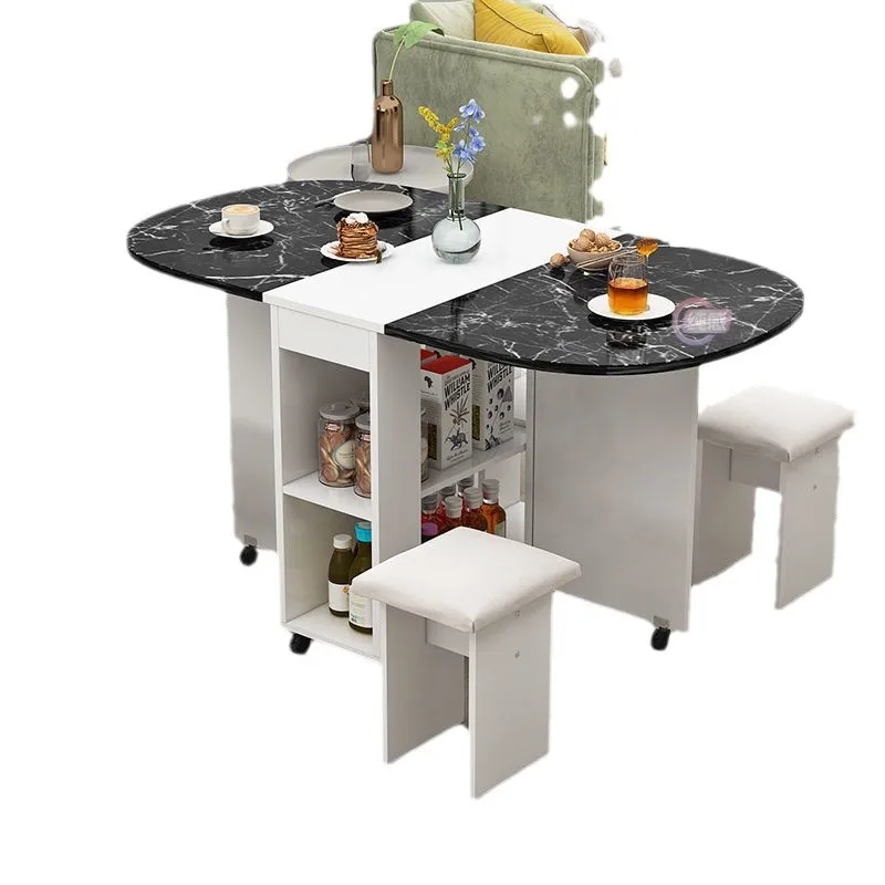 

New small apartment removable, rectangular round multi-functional, table modern Nordic retractable dining table