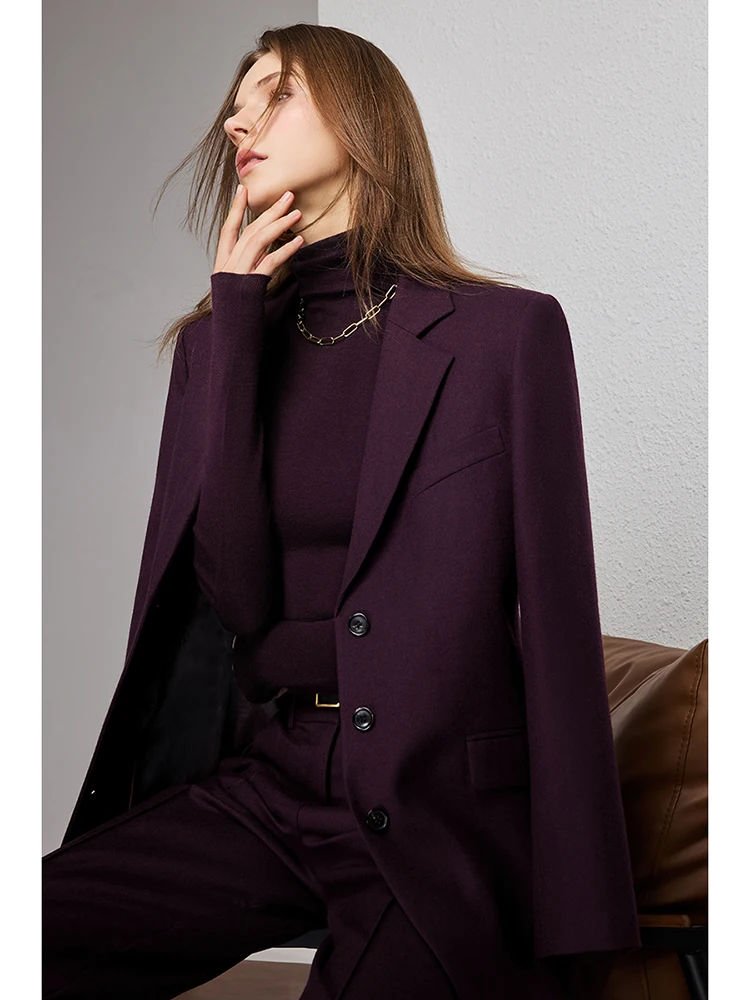 

UNQ Ele High nce Full Woolen Suit Vest irt Pants Set Italian Imported Precision Spun Velvet Warm Commute Sle