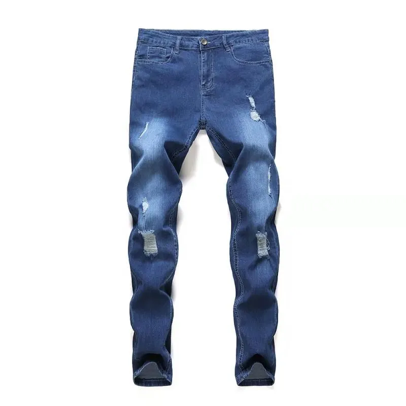 2022 New Fashion ripped Men's Jeans Pants Hole Blue Color casual skinny Clothing For Men Trousers