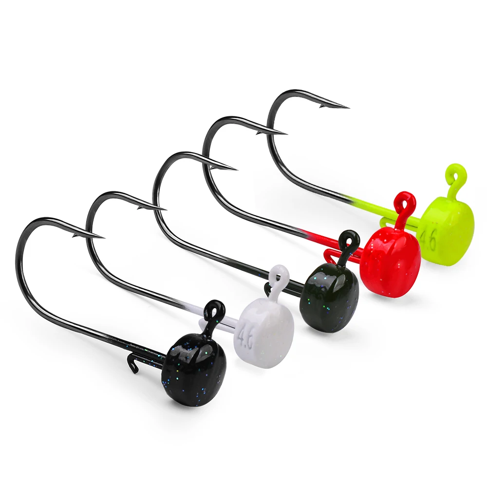 PROBEROS 5PCS/set Pesca Ned Rig Fishing Hooks 2.8g-3.5g-4.6g-7g Jig Head Fishhooks Hook Bass Trout Fishing Accessories