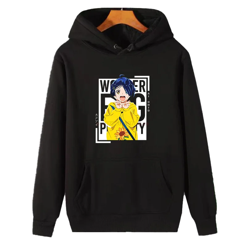 Wonder Egg Priority Ai Ohto Anime Graphic Hoodie Black Pullover Sweatshirt Kangaroo Pocket Casual Unisex Anime Fan Streetwear Gift