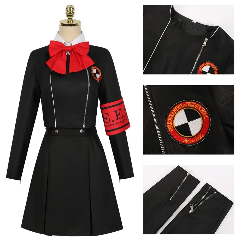

Women Mitsuru Kirijo Cosplay Costume Female School Uniform Dress Jacket Shirt Skirt Armband Tie Halloween Outfit