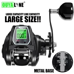 OUYALINE Large Deep Sea Saltwater Waterproof Electronic Fishing Reel Baitcasting 6.4:1 16KG Drag Catfishs Troll Metal Base Reel