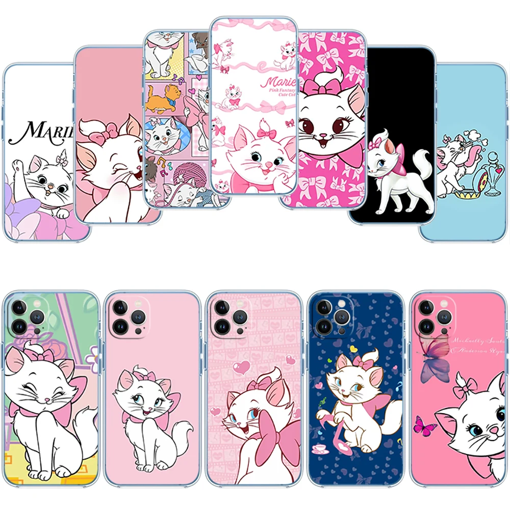 Marie Cat Transparent Phone Case for Samsung Galaxy A04 A04S A14 A23 A34 A54 M23 M33 M52 M53