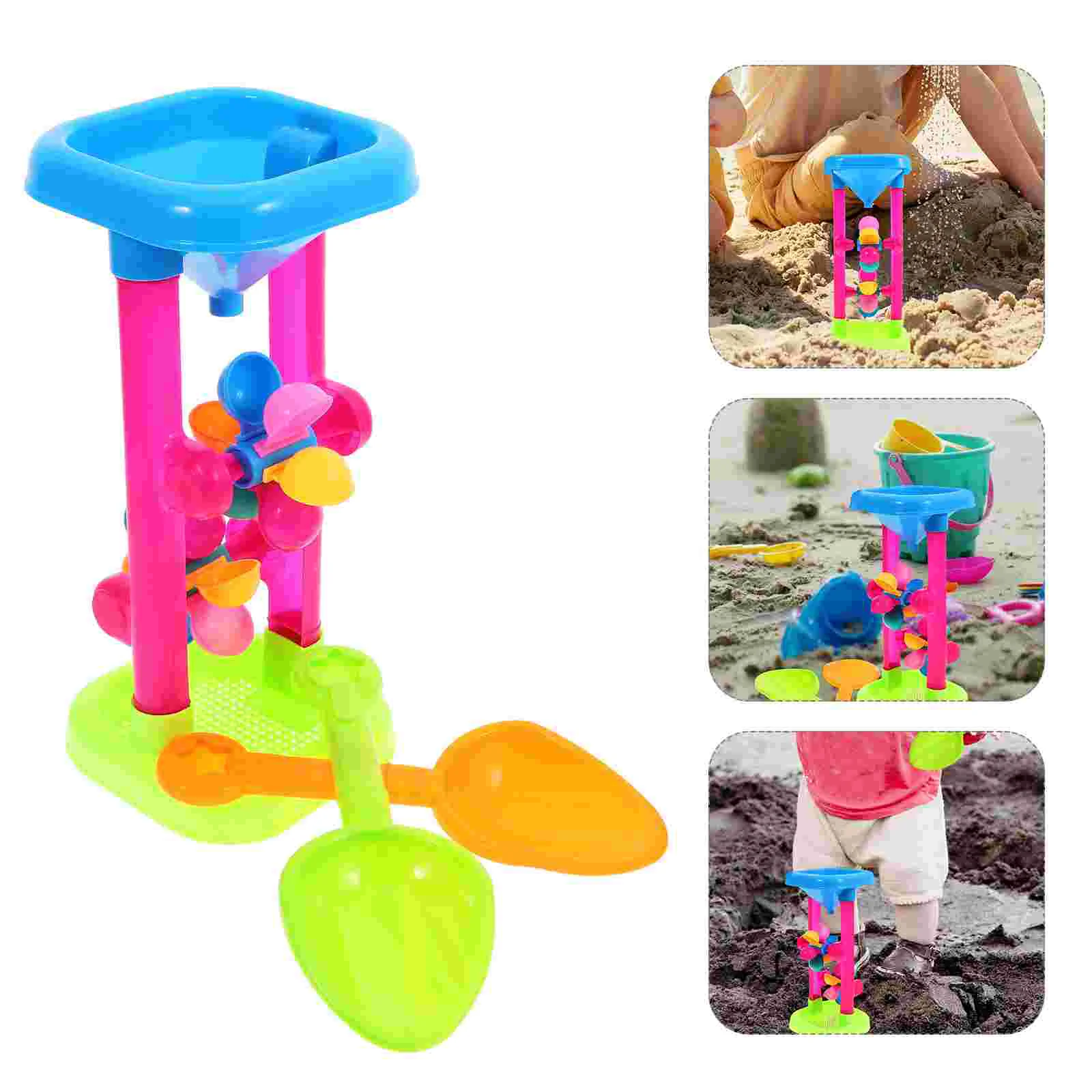 

Hourglass Sand Water Wheel Tower Sifting Funnel Beach Sandbox Toys Toddler for Kids