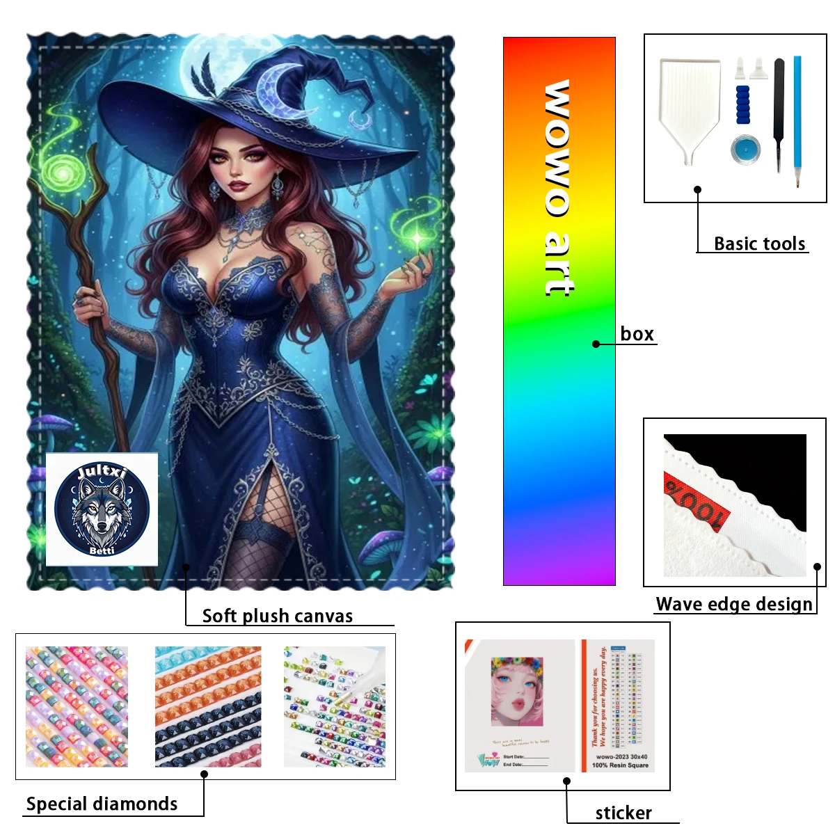 

【Betti_ Diamond Art】Flame witch Crystal AB Rhinestone FD Rhinestone Perfect Resin Diamond