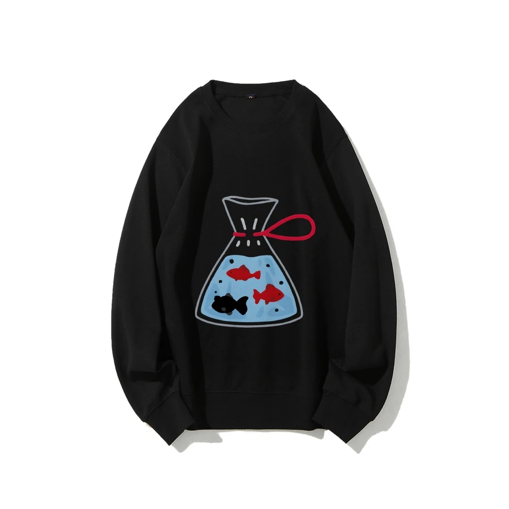 

Sweatshirt Graphic Hoodie Goldfish Bag Hoodie All Cotton High Quality Oversize Colorful Hoodie Fish Bag Print Quirky Y2K Trend