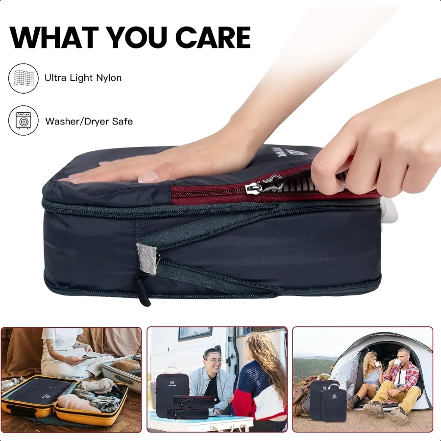 Lightweight Comprion Packing Cubes for Suitcases Comprible Expandable Travel Packing Organizer with Clear Toiletries and Backpa