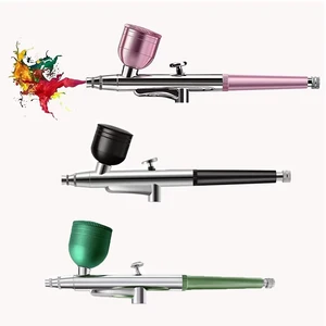 Hot Jual Portable Single Action Airbrush 0.3 Mm Nozel Pena Pistol Semprot untuk Model Kue Kuku Lukisan Mobil Kecantikan Inkjet 8 set warna airbrush penjualan terbaik - №