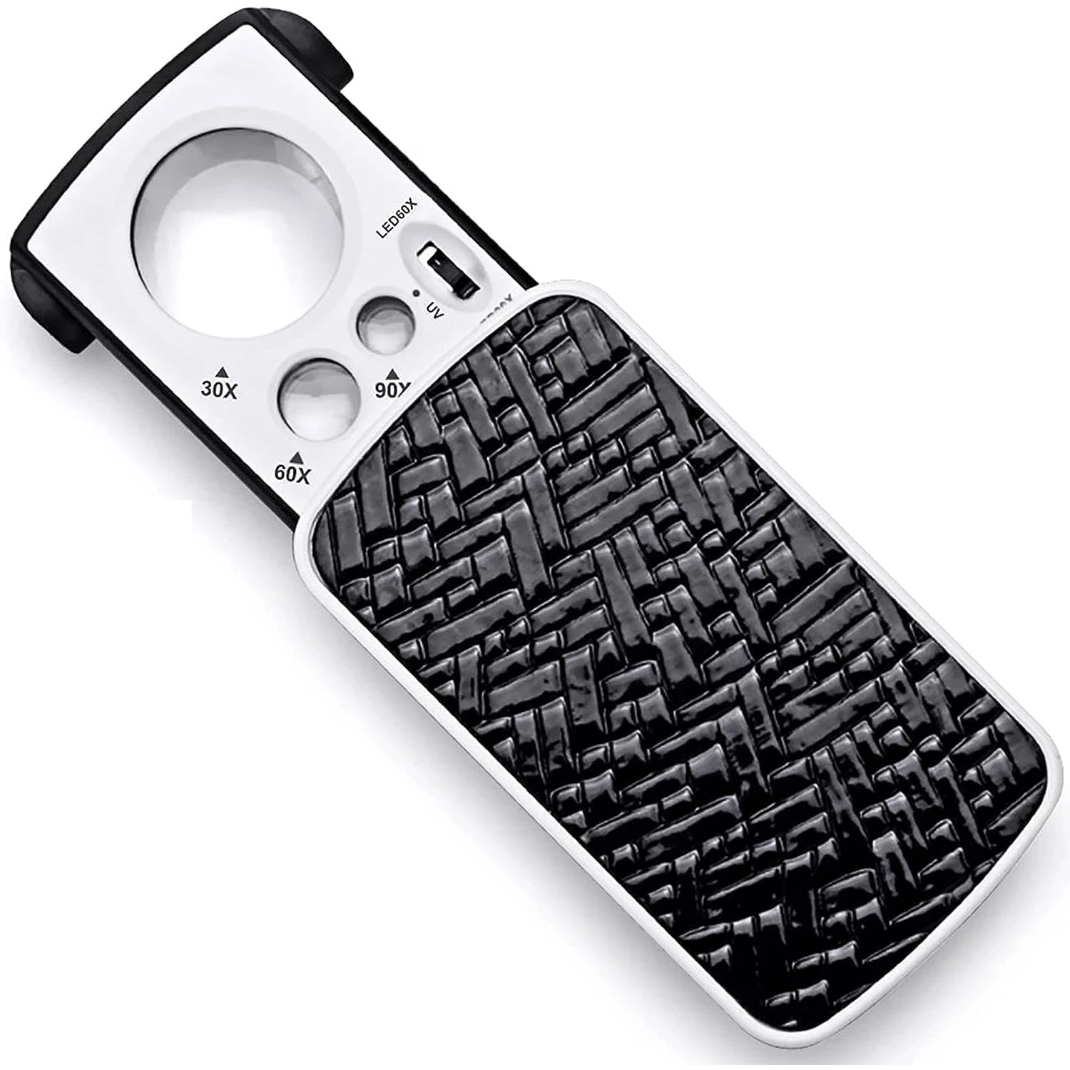 

Jewelry Loupe Magnifier With UV Light 30X 60X 90X Jewelers Eye Magnifying Glass Fold Gems Stamps Coins Watches Antiques