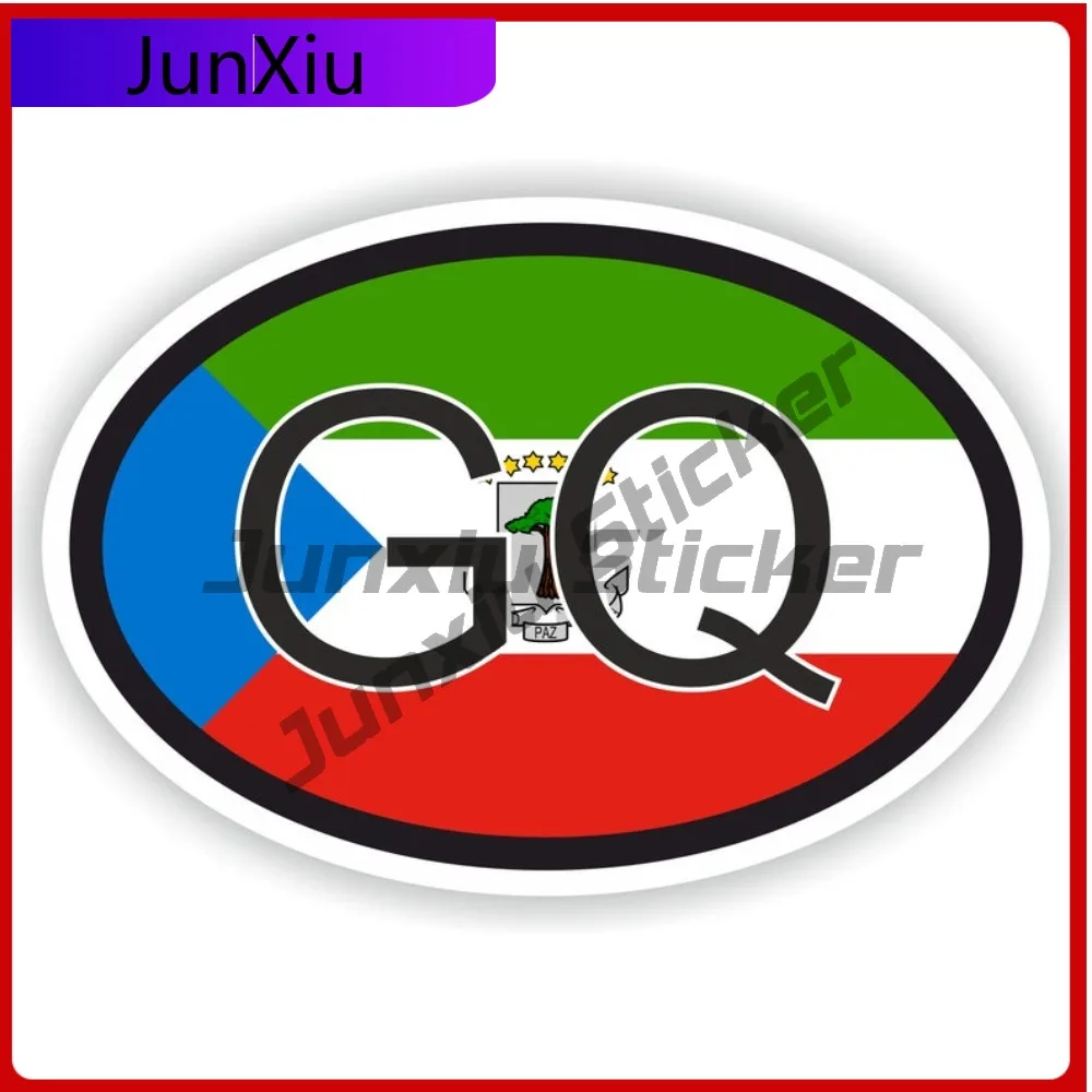 

Equatorial Guinea Oval Country Code Gq Flag National Emblem With White Border Vinyl Decals Scratch Cover Adventure Motorcycle St
