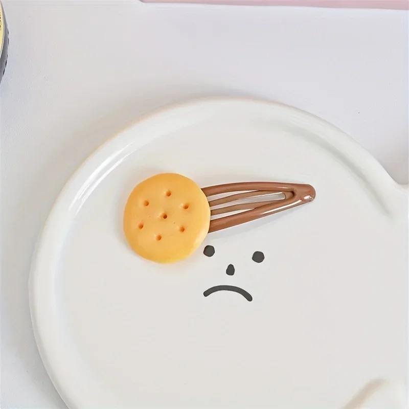 8pcs/Set Adorable Simulation Biscuit Theme Hair Clips, Women Girls Daily Funny Hairpins