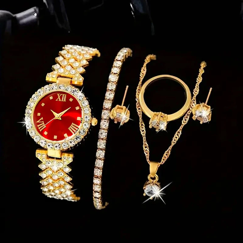 6pcs Women's Watch Set, Romantic Grand, Recommended Gift For Eid Al-Fitr, Easter, New Year, Anniversary Celebration