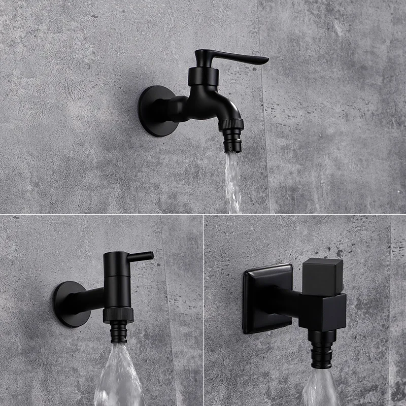

LIUYUE Faucets Black Brass Wall Mounted Bathroom Corner Washing Machine Faucet Outdoor Garden Bibcock Bath Toilet Mop Pool Taps