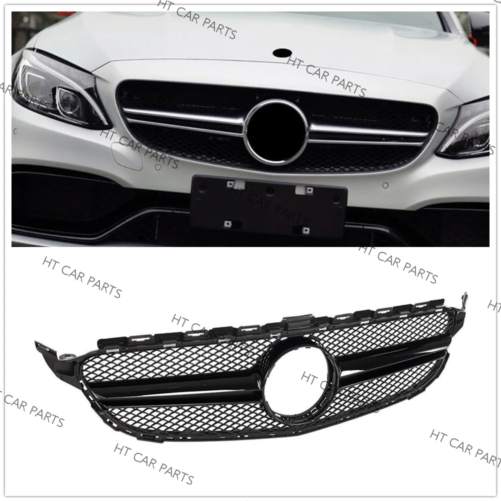 

1PCS Black AMG Style Front Bumper Grille Mesh Cover For Benz W205 C-CLASS C200 C250 C350 C43 AMG 2014-2018