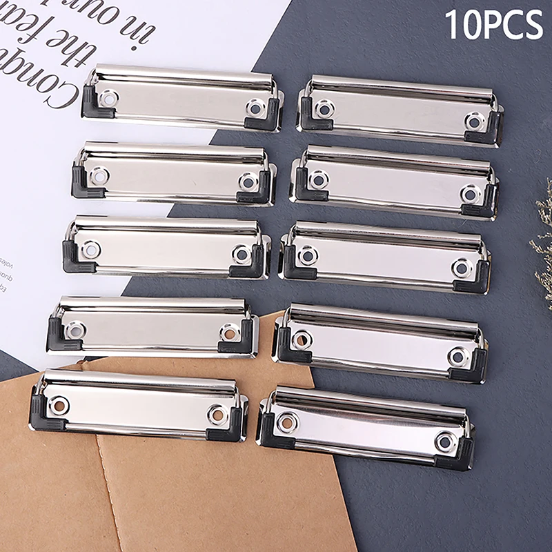 10pcs Clipboard Clips Mountable Metal Clip Spring-Loaded File Folder Clamps Office Hardboard Clips Stationery For School