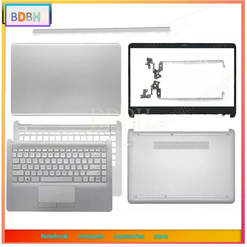 * For 14-DQ 14-DR 14S-DR 14S-FR 14S-FQ TPN-Q221 Q242 LCD Back Cover Border Hinge Palm Pad Keyboard Bottom Cover Silver