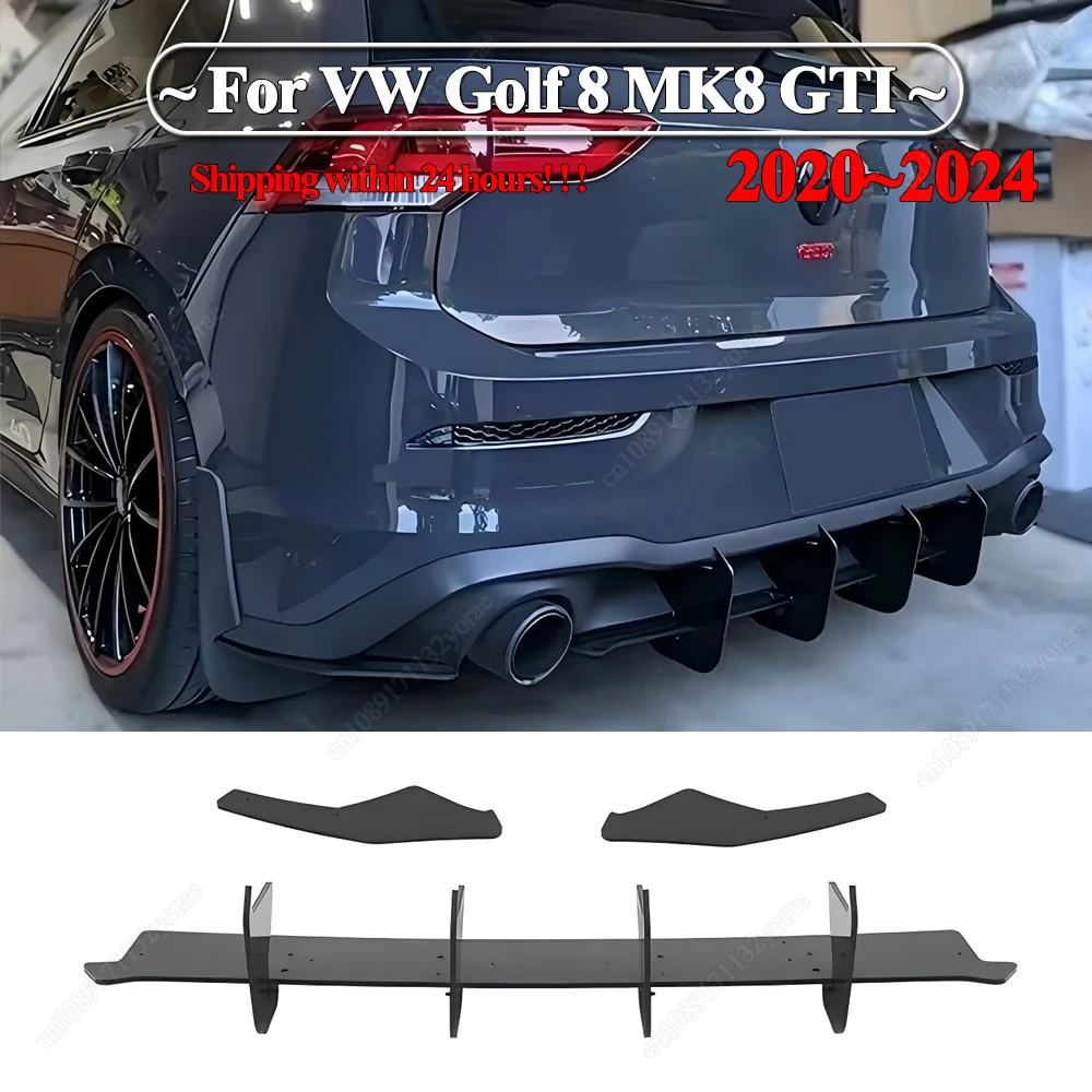 

Maxton Style For VW Golf 8 MK8 GTI 2020-2024 Rear Bumper Lip Spoiler Diffuser Splitter Lip Side Protector Body Kit Black Tuning