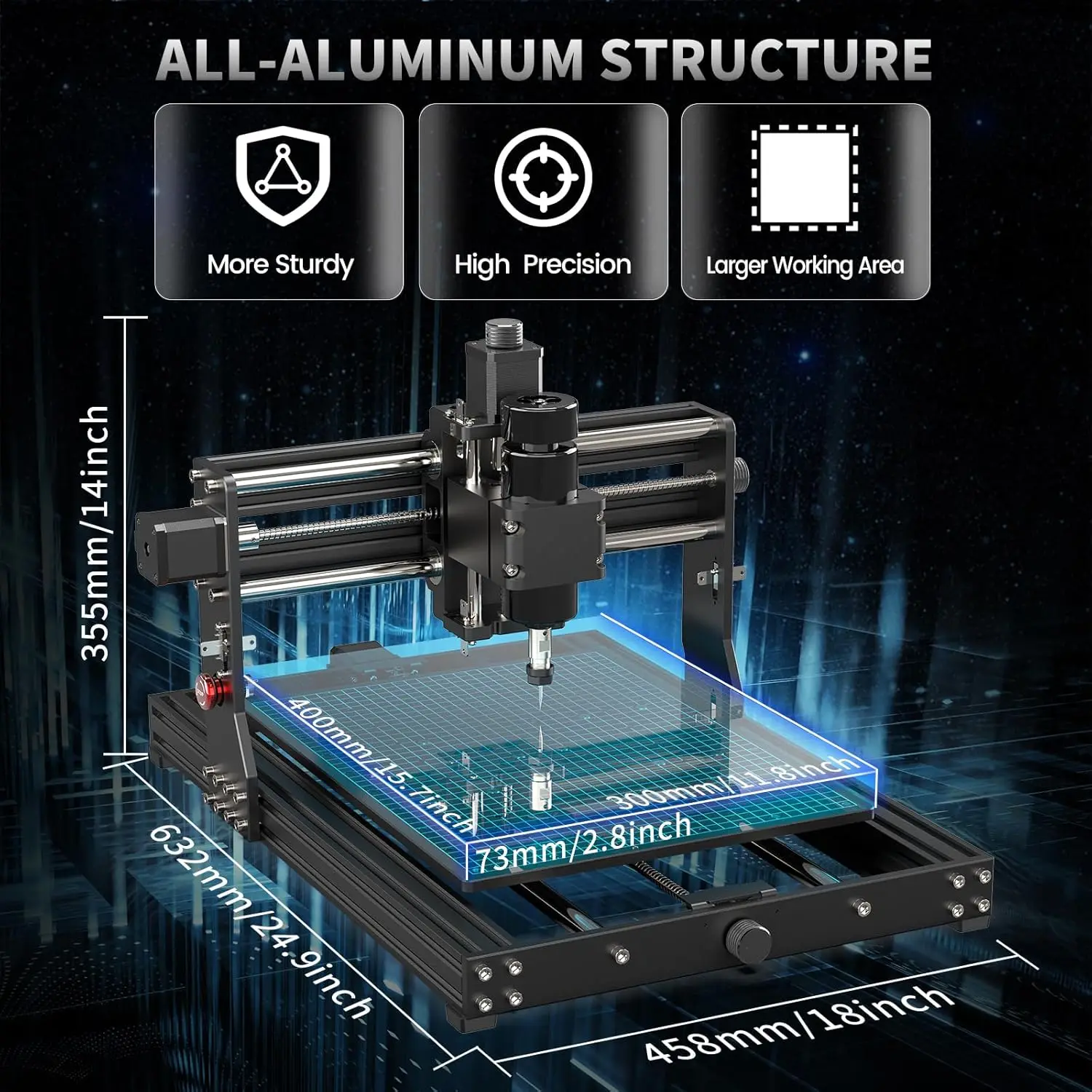 Router Machine, 4030 PRO Wood Router 500W Spindle for Metal Carving Acrylic PVC PCB Wood