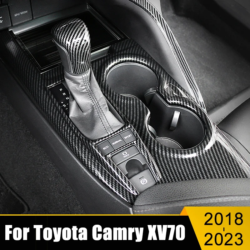 

ABS Carbon Fiber Car Gear Shift Panel Frame Protector Cover Trim For Toyota Camry 70 XV70 2018-2020 2021 2022 2023 Accessories