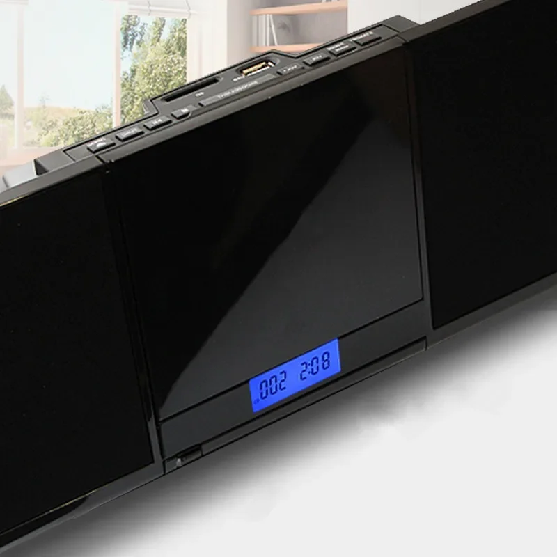 آلة الأقراص المضغوطة على الحائط ثانية سطح المكتب الصوت مشغل أقراص مضغوطة محرك أقراص فلاش USB mp3 جرد التجارة الخارجية المتكلم على شكل قرص U الموسيقى راديو FM