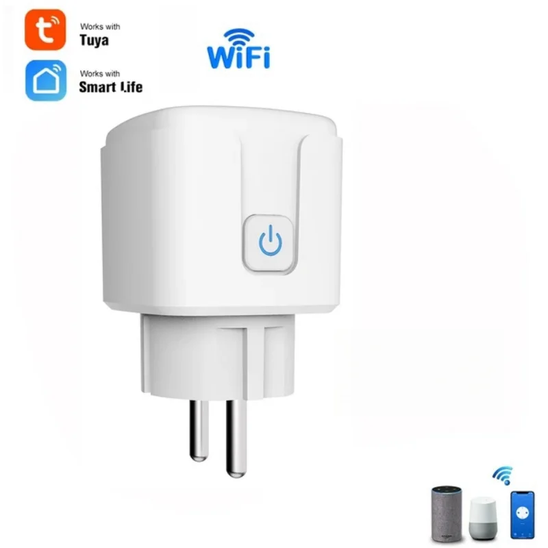 Smart Socket EU 16A/20A AC100-240V Wifi Smart Plug Power Outlet, Alexa Google Home Voice Control, For Tuya Smart Life APP