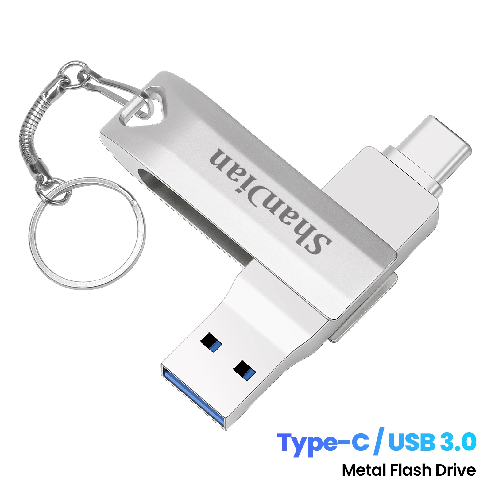 

Металлический U-диск USB 3.0 2 в 1 TYEP C Rotation Pen Drive USB-флеш-накопитель 128 ГБ 64 ГБ Флешка USB-накопитель 32 ГБ Креативный подарок