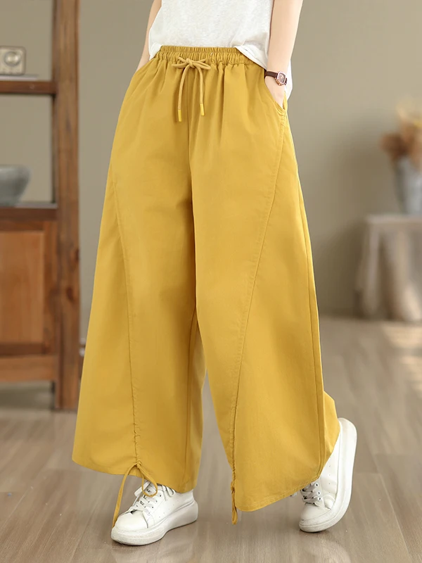 

Женские широкие брюки в стиле ретро, повседневные, прямого кроя, свободные, стройнящие, универсальные, летние, новый стиль, хлопковые, удобные, дышащие