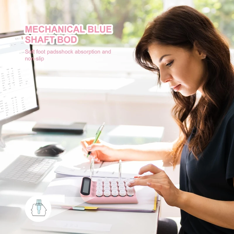 Retro Calculator Mechanical Keyboard Portable Computer 10 Digit LCD Display Financial Office Fashion Calculator