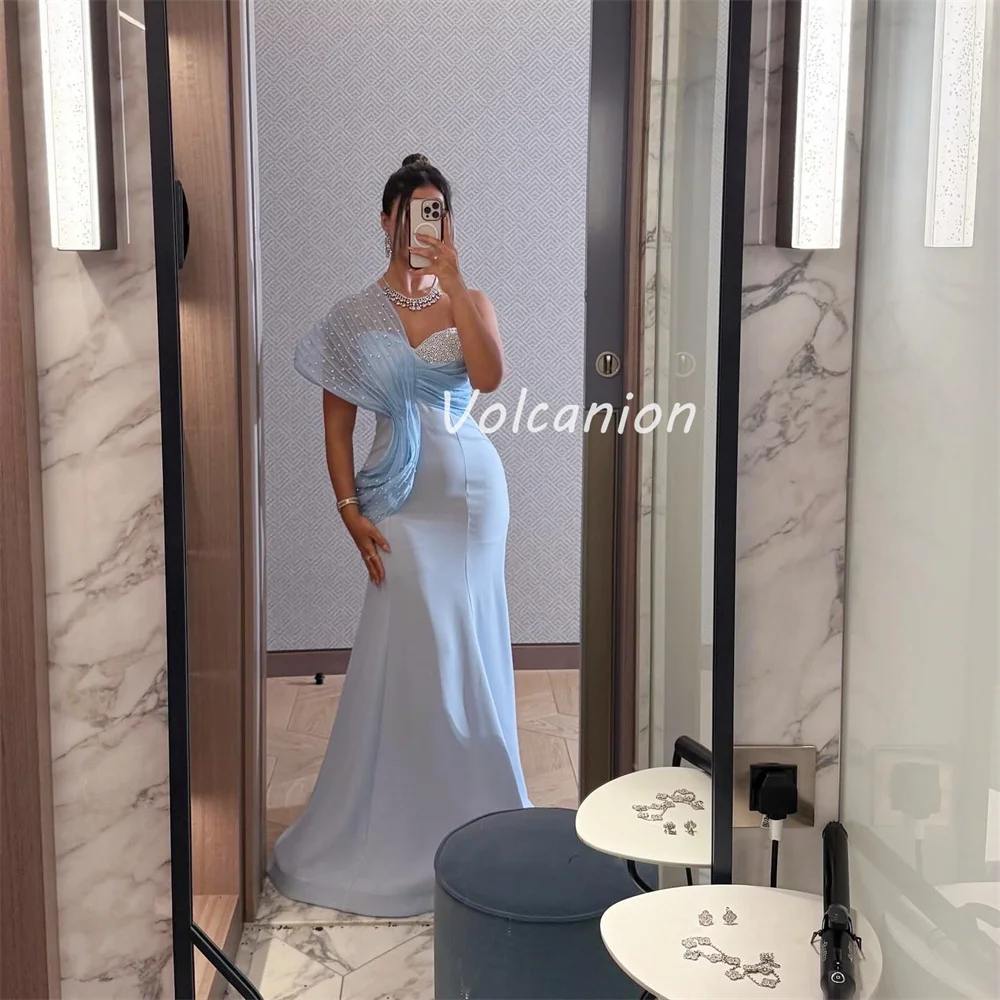 Индивидуальные высококачественные блестящие джерси с жемчугом и бисером, стразами, плиссированные русалки, длинные платья на одно плечо, платья для особых случаев на заказ