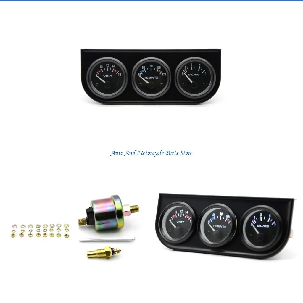 

P9FD 2 Inch Standard Size Triple Meter for Automotive Use Water Temperature Oil Pressure Monitoring LED Light