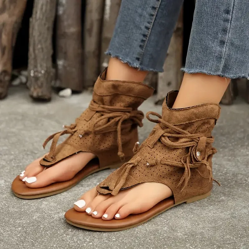 Women Sandals Retro New Summer Flip Flop Solid Flock Beach Casual Sandals Women Fringe Flower Wedges Shoes Sandalias De Mujer