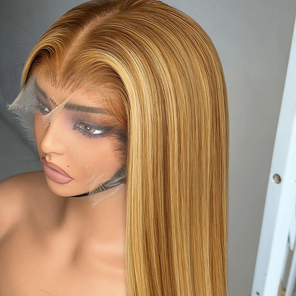 

30 Inch 613 Blonde Colored Highlight Human Hair Wig Straight Lace Front Wigs Brazilian Pre Plucked 13x4 Transparent Hair Wigs