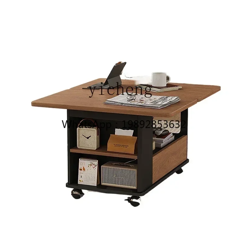 

living room sofa movable folding coffee table side table with wheeled trolley multi-functional tea table