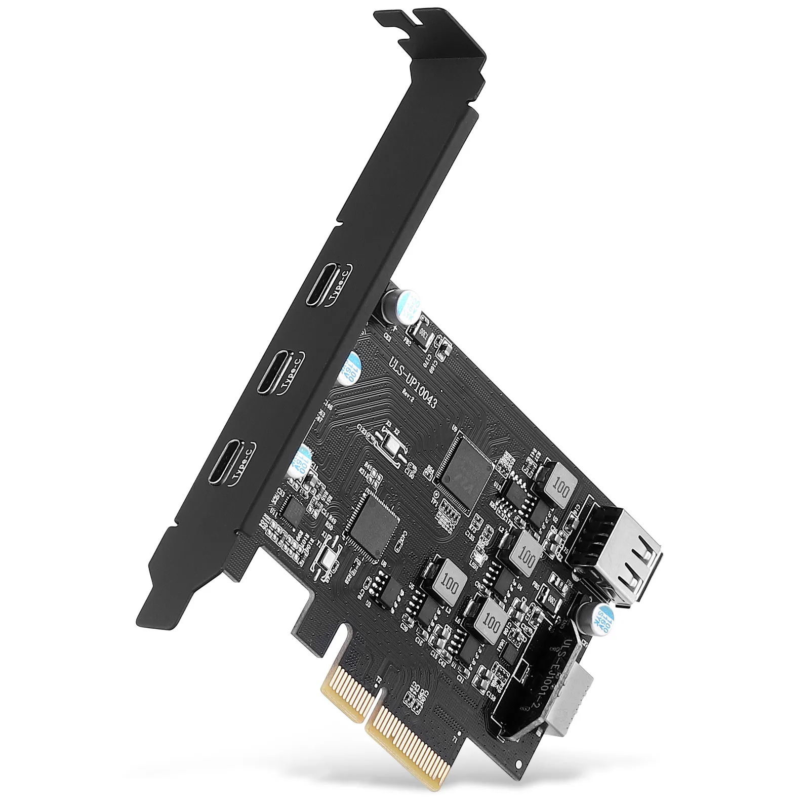 PCI-e to USB 3.2 Gen 2 5ports Card with 20Gbps Bandwidth 3xUSB-C 1xA-Key 20 Pin Header for Type C Front Panel Mount Adapter