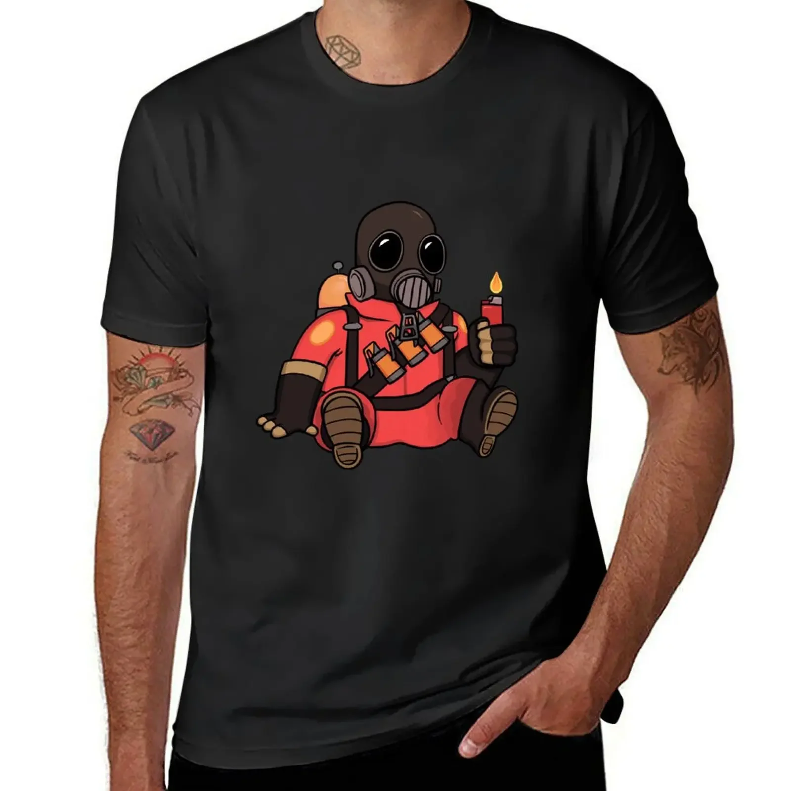 Pyro TF2 Sticker T-Shirt rapper graphic tees cute tops summer top anime shirts men