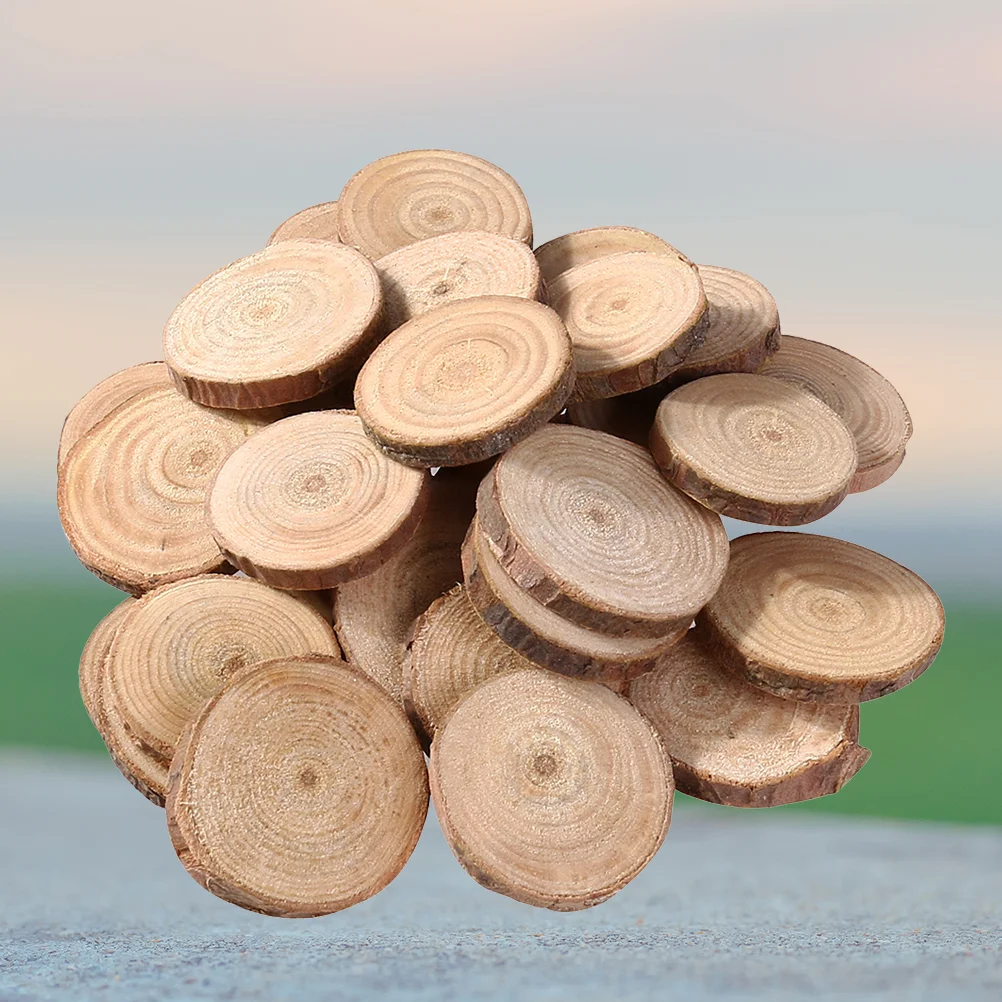 

100 Pcs Wood Slices Natural Round Chips Wafer Wooden Photography Props Log Child