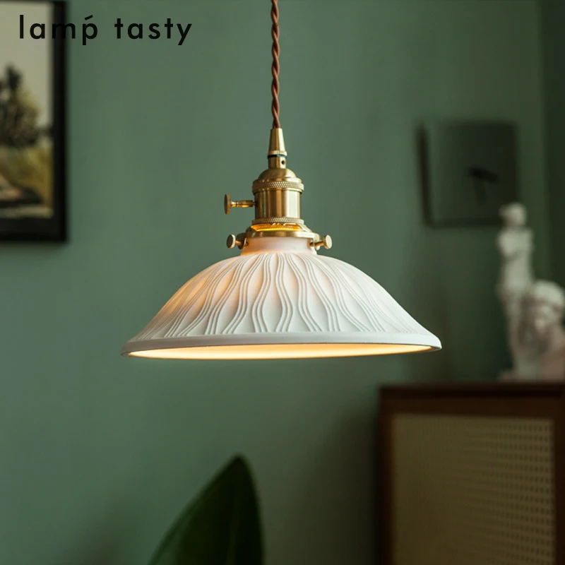 

Китайская ретро белая полупрозрачная керамическая люстра антикварная ресторанная барная стойка чайная комната чайный столик светильники