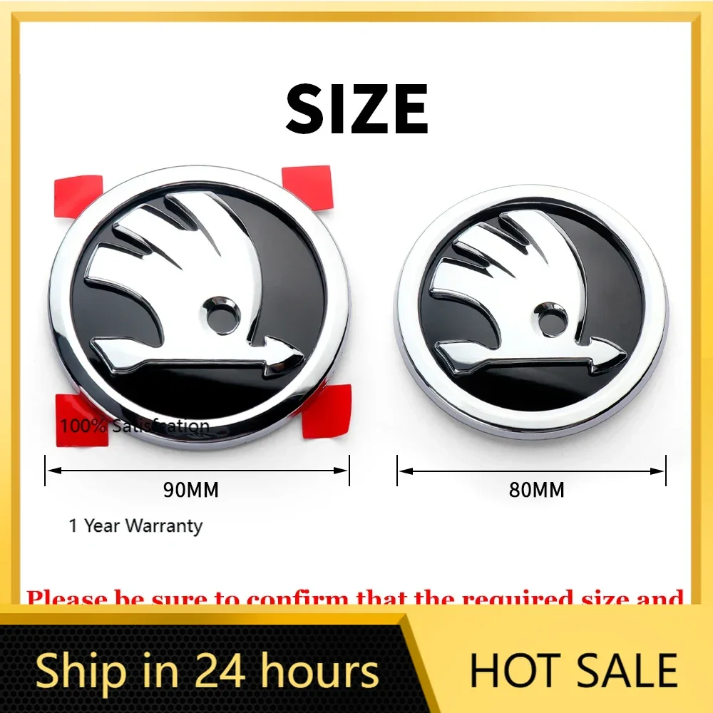 

2026 Горячая автомобильная наклейка, 2 шт., 80/90/100 мм, значок на передний капот автомобиля, эмблема на задний багажник, наклейка для Skoda Rapid Fabia Octavia 2 A7 Yeti Su